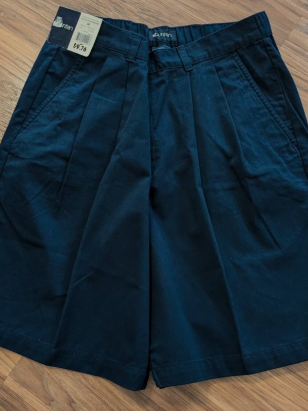 NOS Grandpa Core 2007 Navy Blue Puritan Pleated Front Elastic Back Waist 36W